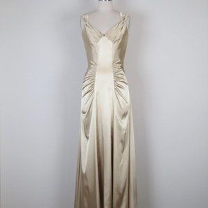Gold satin formal dress, prom size small